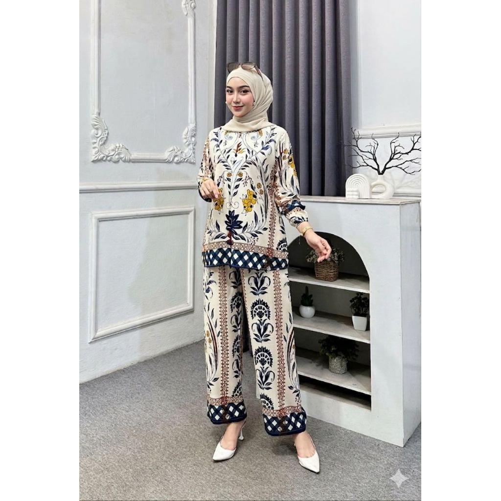 Oneset Setelan Rayon Premium Busui Friendly Atasan Bawahan