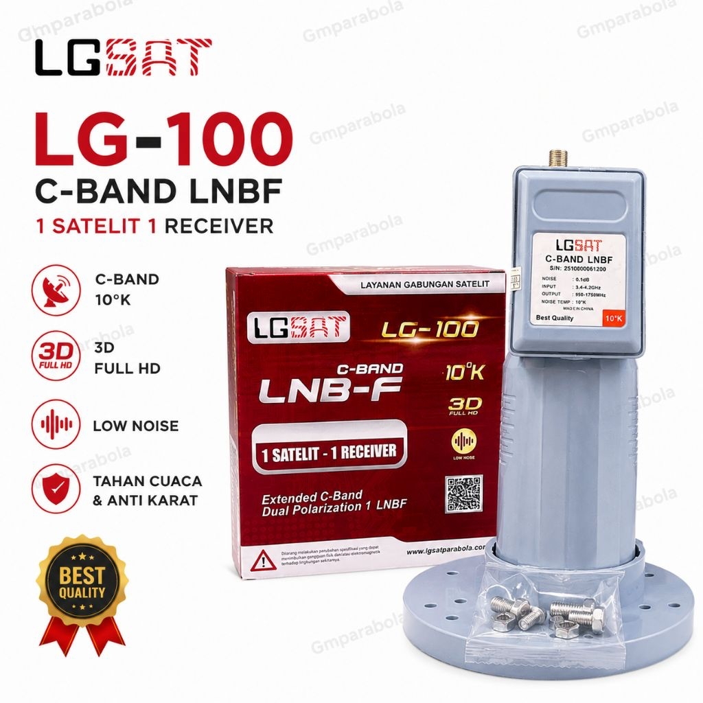 LNB C BAND 1 SATELIT 1 RECEIVER LG SAT KEPALA PARABOLA LMB PARABOLA TV DIGITAL LENGKAP DENGAN BRAKET
