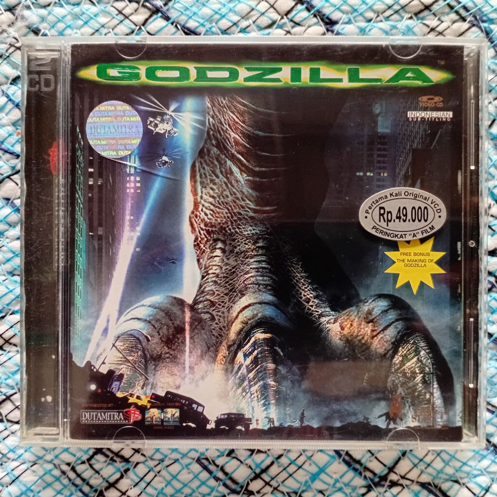 VCD Godzilla (1998) 2 Disc Teks Indonesia Original TriStar Pictures VideoCD Mulus