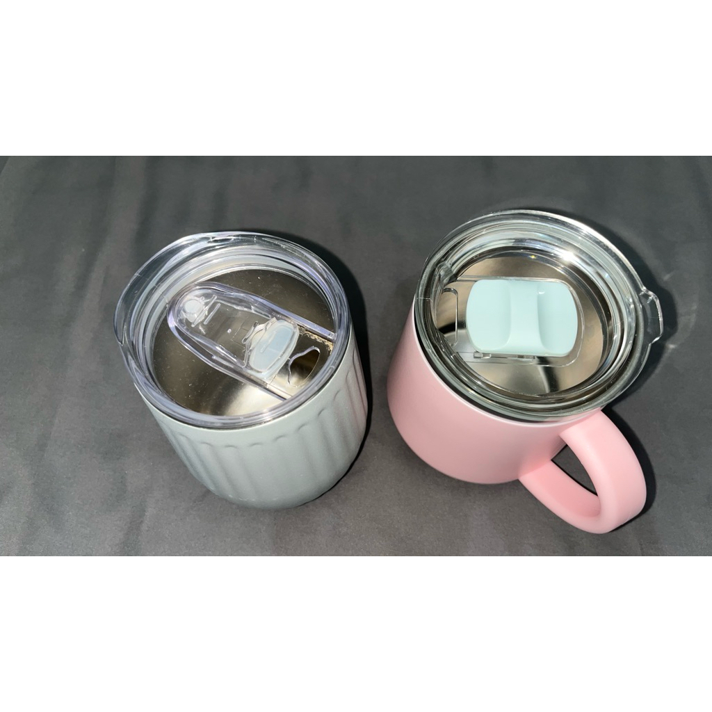 (PRELOVED) 2pcs mug MR.DIY tahan panas tahan es pink & abu
