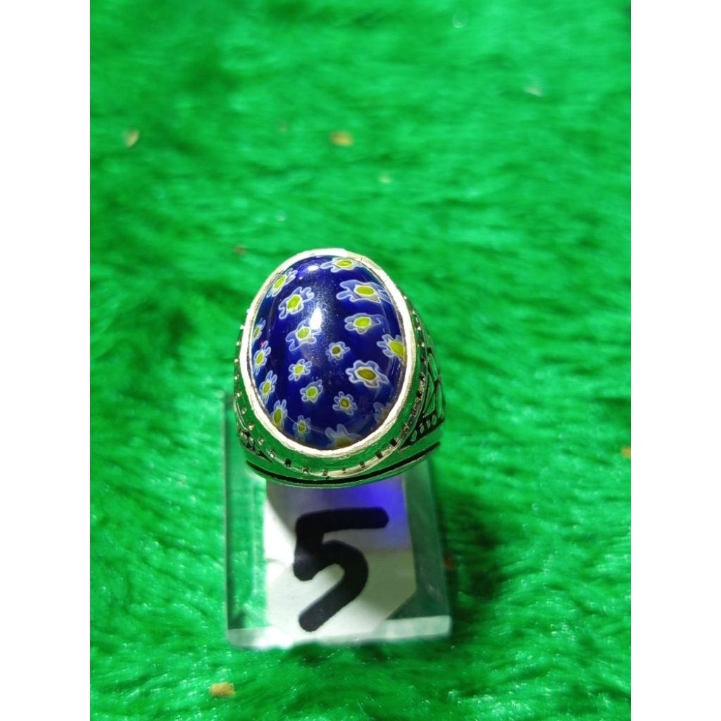 cincin batu akik teratai biru