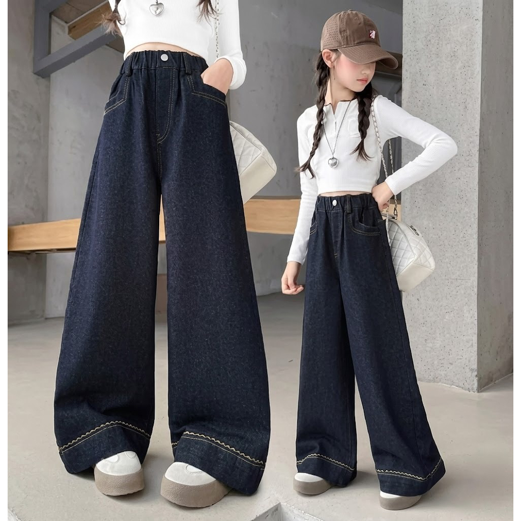 jeans kulot 9-11th// 01klt-1950//jeans anak perempuan// celana kulit jeans pinggang karet //jeans an