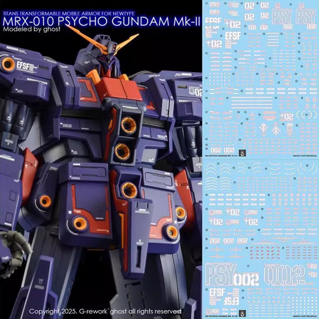 HG 1/144 MRX-010 PSYCHO GUNDAM MK-II WATER DECAL GHOST CUSTOM