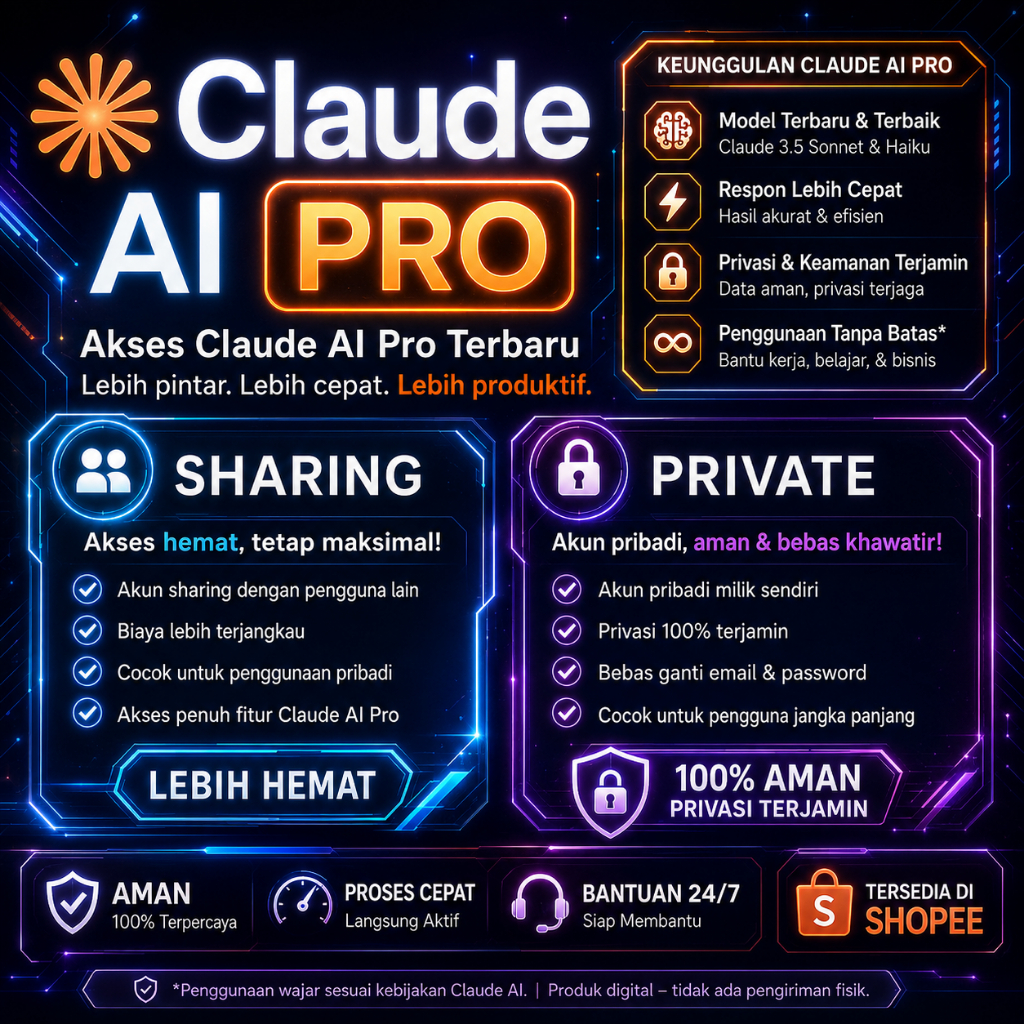 Claude AI Pro Private/Sharing Aman Bergaransi