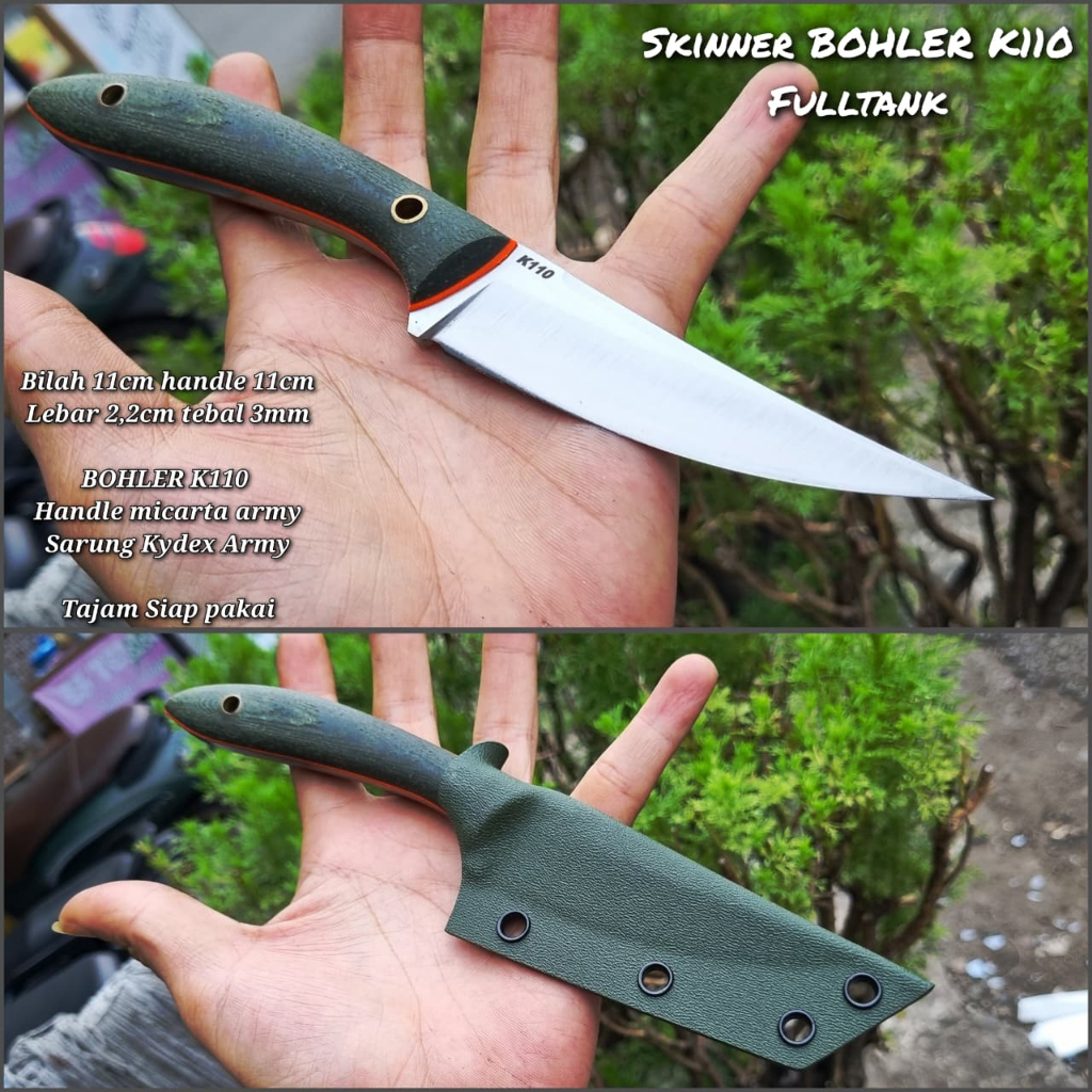 Pisau Sisit Skinner Bohler K110 Kydex