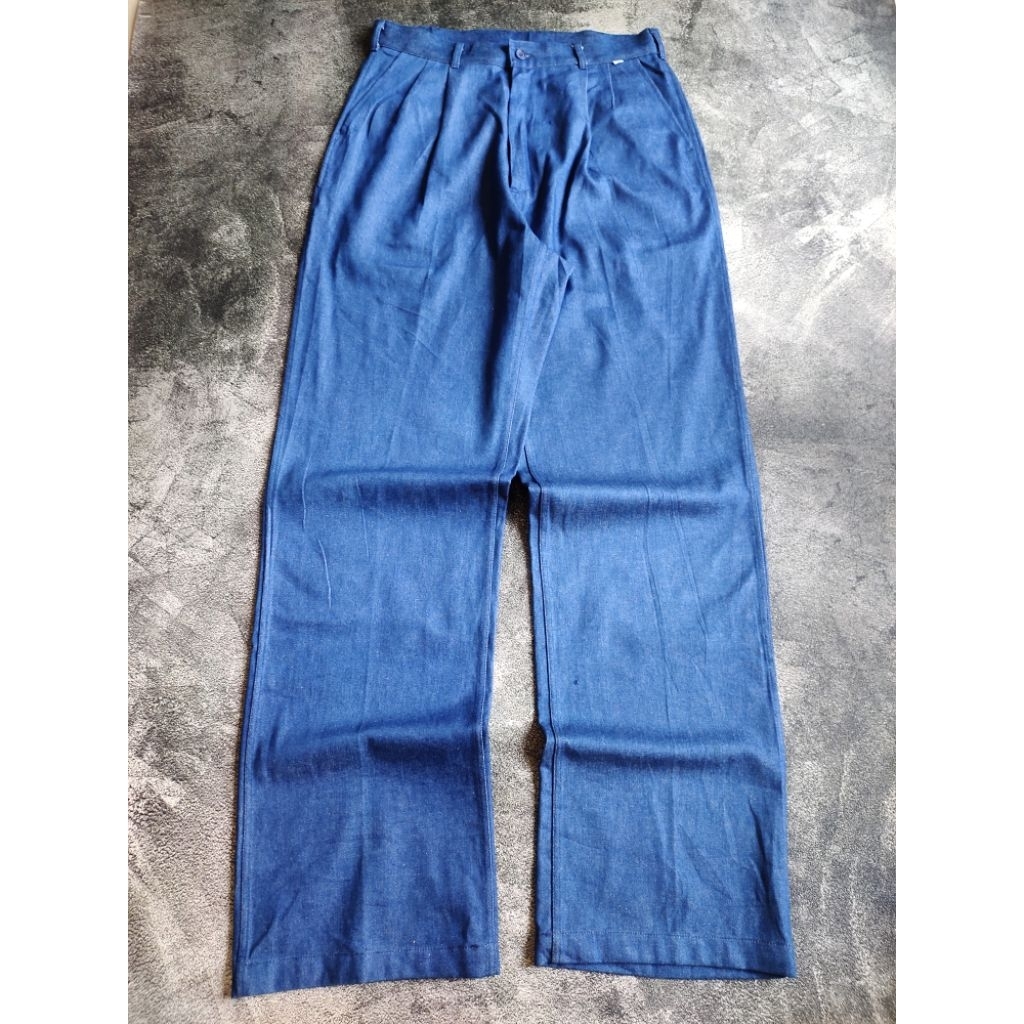 Celana Jeans Second Pria Baggy Formal bahan Denim Tebal