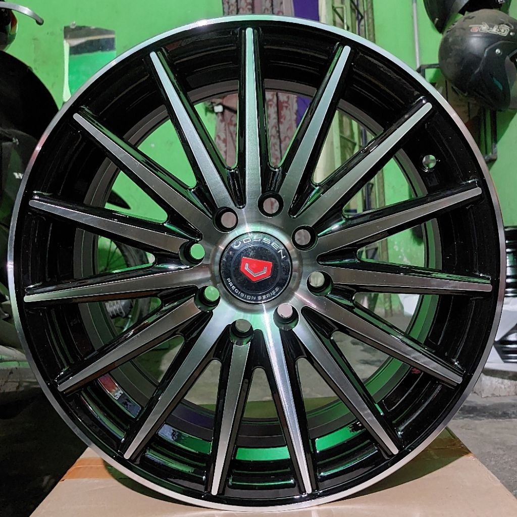 Velg Mobil Racing Vossen VFS.2 F15 Ring 15 Lebar 6.5 PCD 4x100/114.3 ET 38 Warna Black Polish