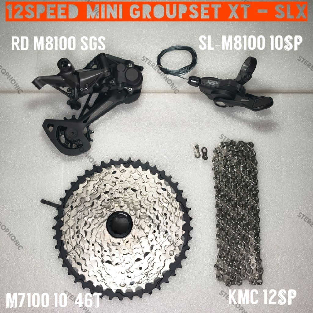 NEW Mini Groupset XT 12speed Sprocket Microspline SLX M7100 Chain KMC silver 12speed Shifter M8100 R