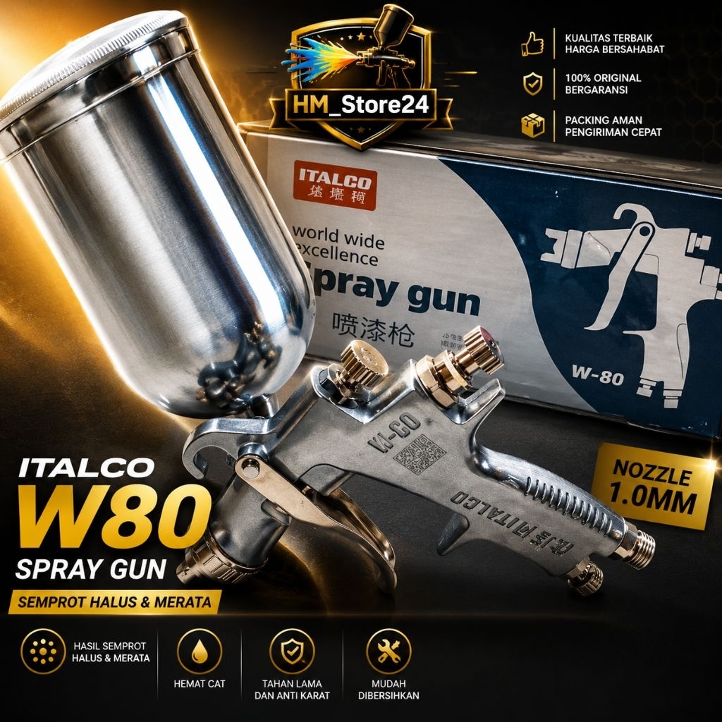 Spray Gun Italco W80 Nozzle 1.0mm High Quality Cup 400ml Berkualitas