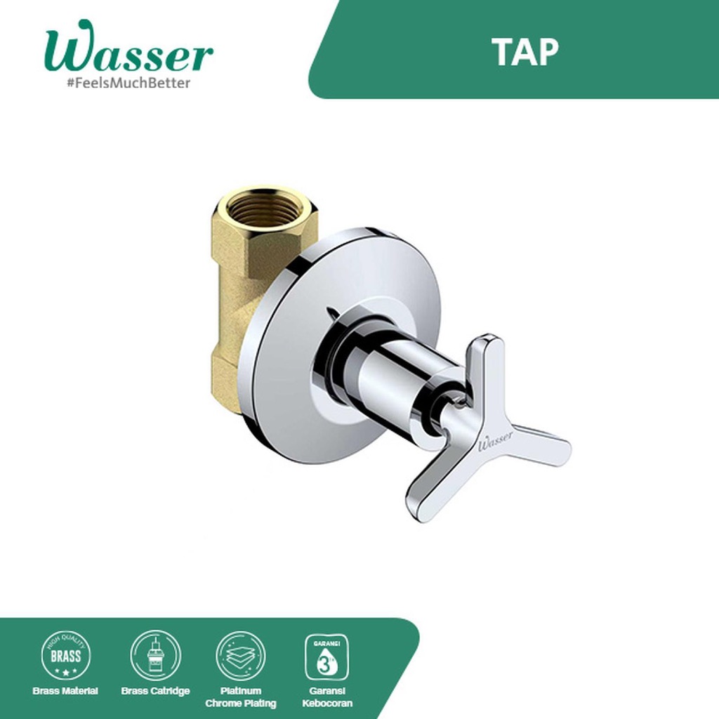 Wasser Kran shower tanam Concealed stop valve keran air dingin TC3 080 kuningan anti karat TC3080