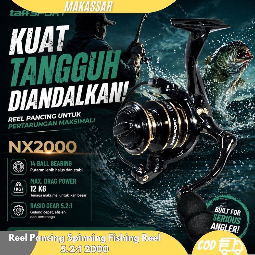 Reel Pancing Spinning Fishing Reel 5.2:1 2000/reel pancing drag kuat