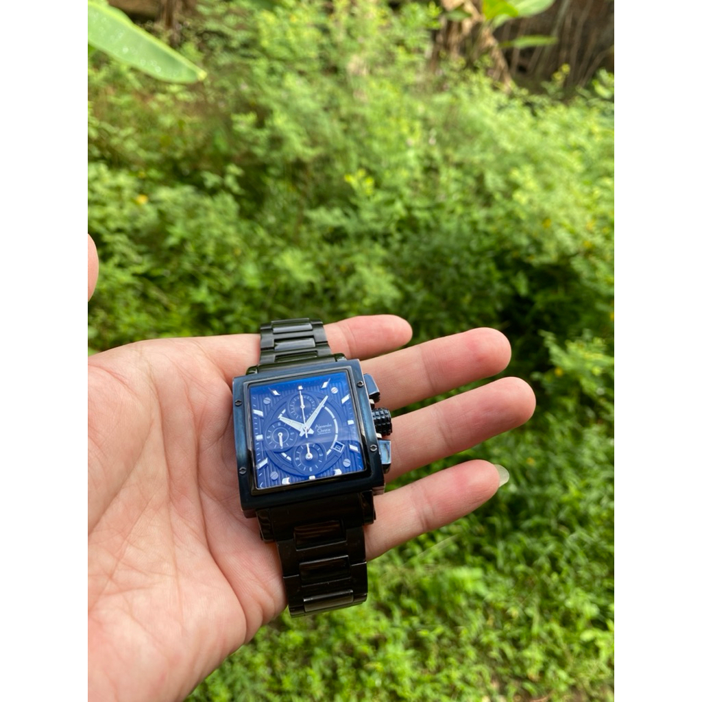 Jam Tangan Pria Alexandre Christie AC 6182 MC Original Cowok Stainless hitam rantai