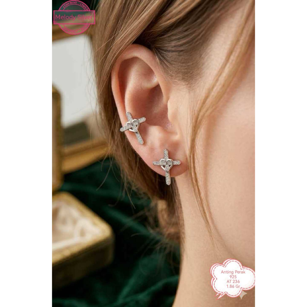READYSTOCK Anting Perak 925 Perhiasan Anting Perak 925 Kode AT 236