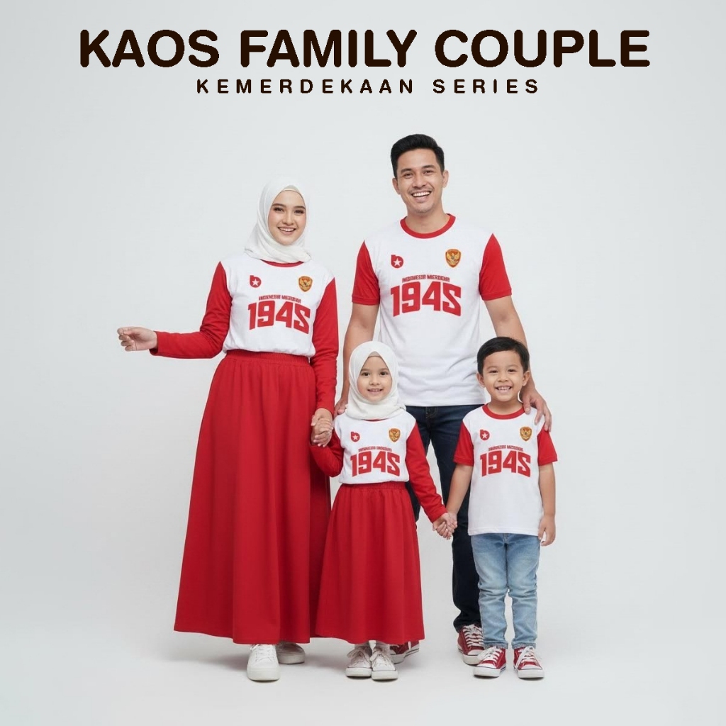 Kaos Twotone Family Couple 17 Agustusan Kemerdekaan Indonesia Merdeka
