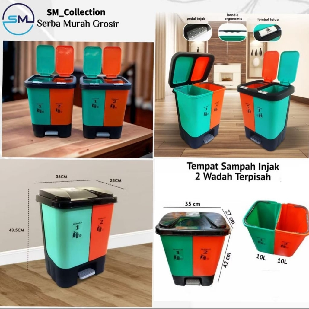 tong sampah/keranjang tempat sampah/tong sampah mpw 2warna tutup single/20ltr