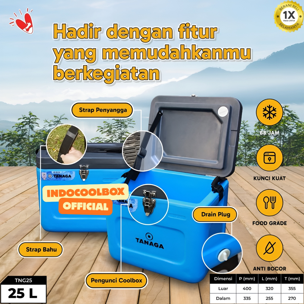 Cooler Box Tanaga 25 Liter Termos Es Kotak Tempat Es Batu Minuman Dingin Coolbox Ice Box Sterofoam