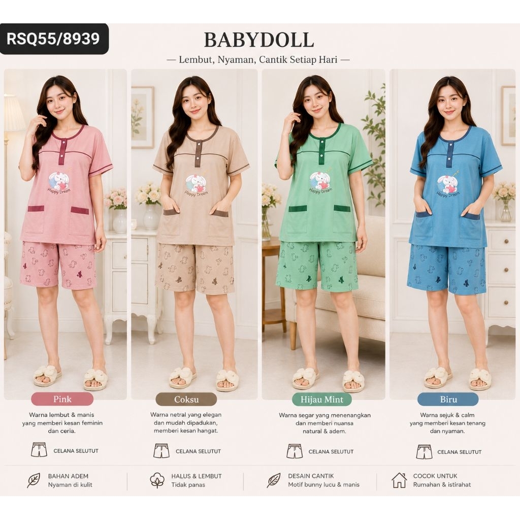 Babydoll Dewasa 3/4 Merk Amro Label Merah Termurah