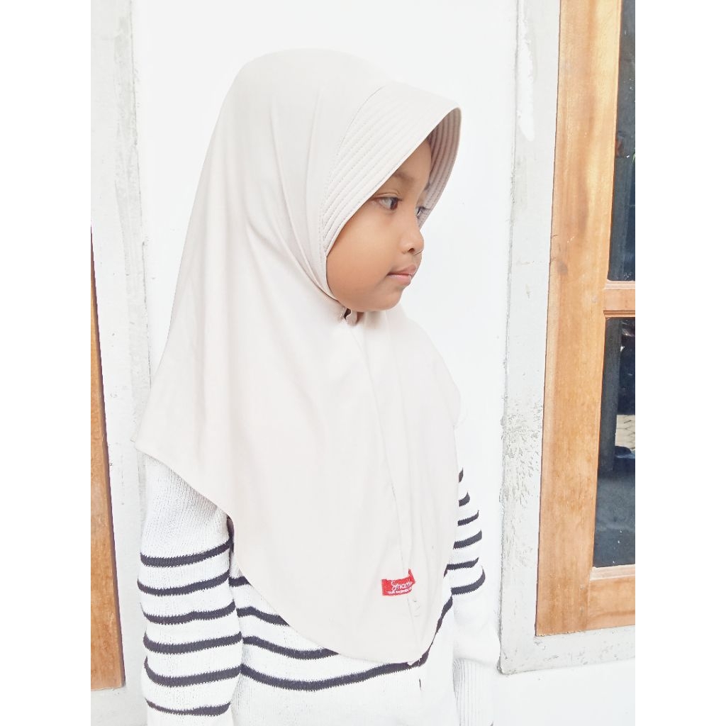 bergo instan anak, hijab instan anak, bergo Jersey anak, hijab anak