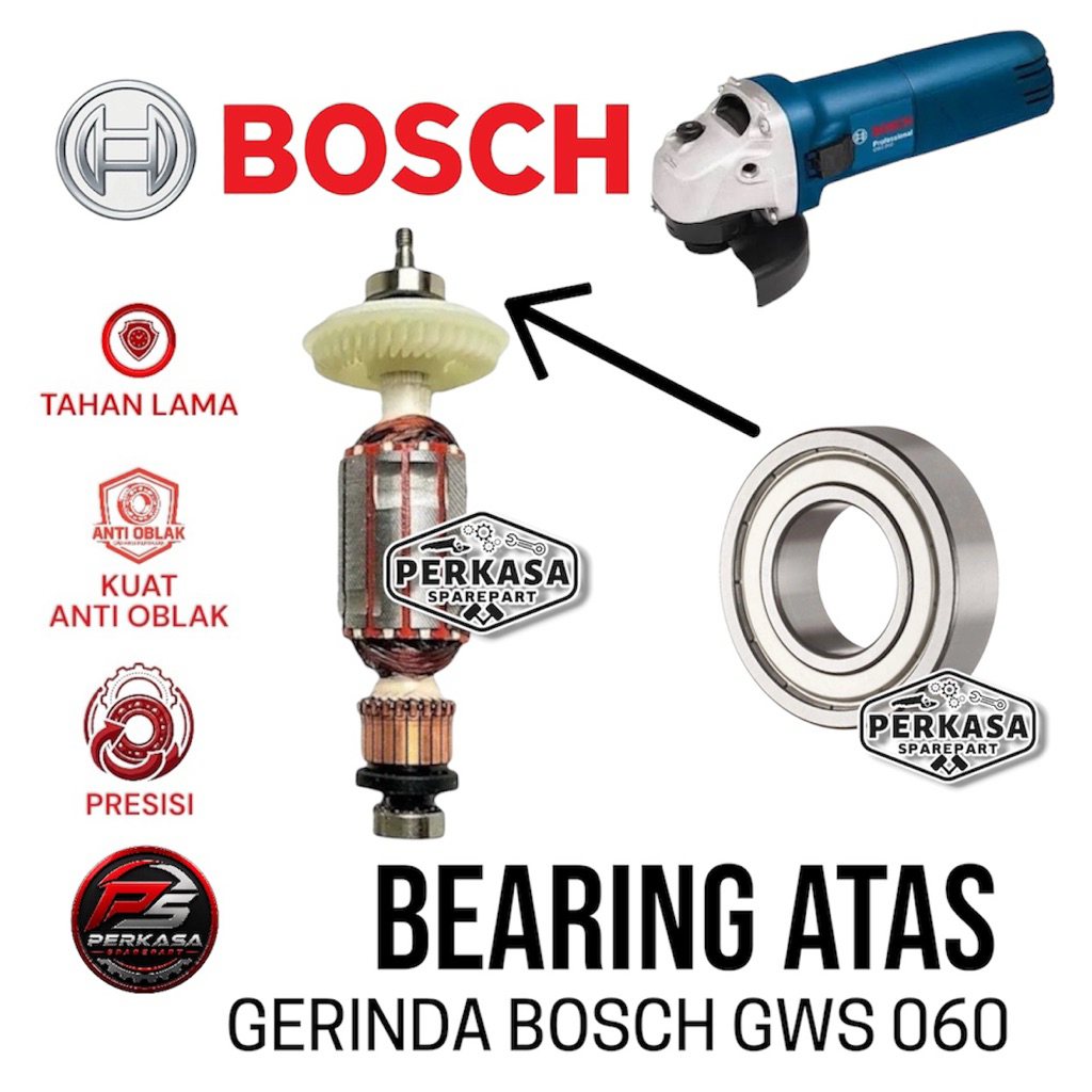 Bearing Atas Armature Gerinda Bosch GWS060 GWS 060 Klaher Di Bagian Atas Kipas Gurinda Bosch  GWS060