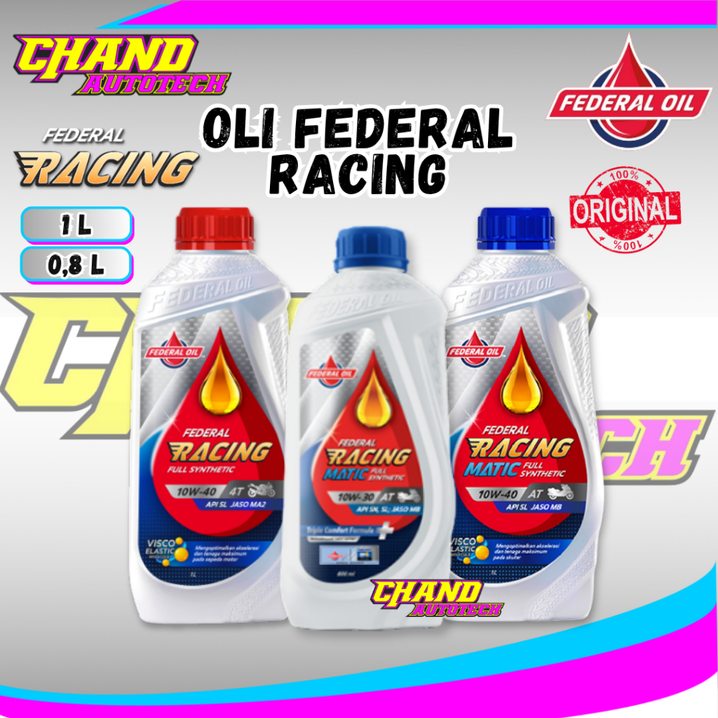 Oli Federal Racing Matic 10W-30 800ml 10W-40 1L Oli Matic Manual Racing Federal
