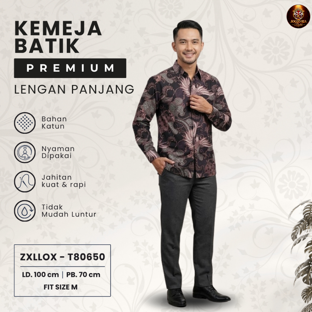 Kemeja Batik Pria Lengan Panjang Katun Premium Hem Batik Solo Eksklusif | Ria Batik Solo