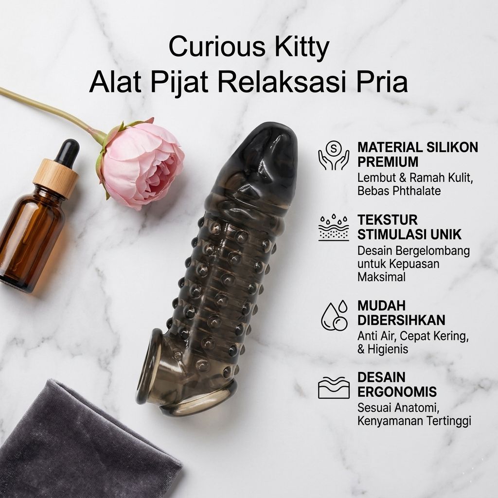 Curious Kitty Alat Pijat Relaksasi Pria Terapi Kesehatan Silikon Portable