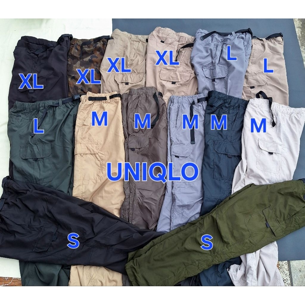 Celana  UNIQLO Cargo Outdoor Warm lined hitam camo army loreng Navy Coklat Abu Grey Utility Geared N