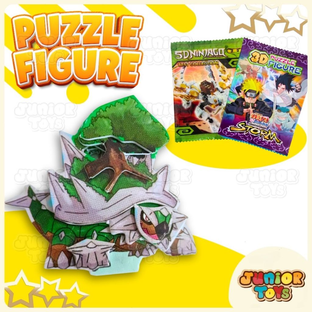 Puzzle 3D 5D Figure Tempel Edisi Naruto Pokemon Ninja Go Mainan Anak