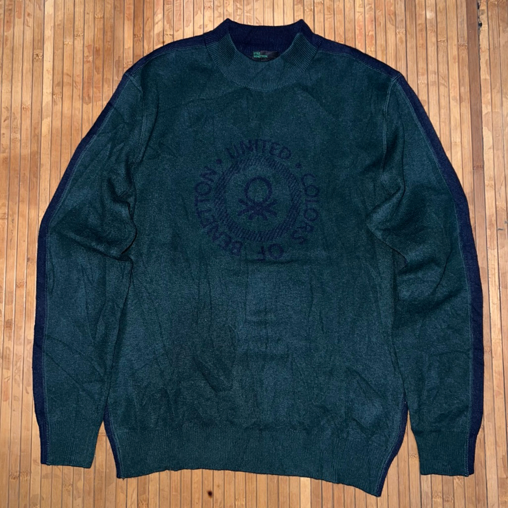 UNITED COLORS OF BENETTON KNIT RAJUT JITNEY GREEN SWEATER KNITWEAR