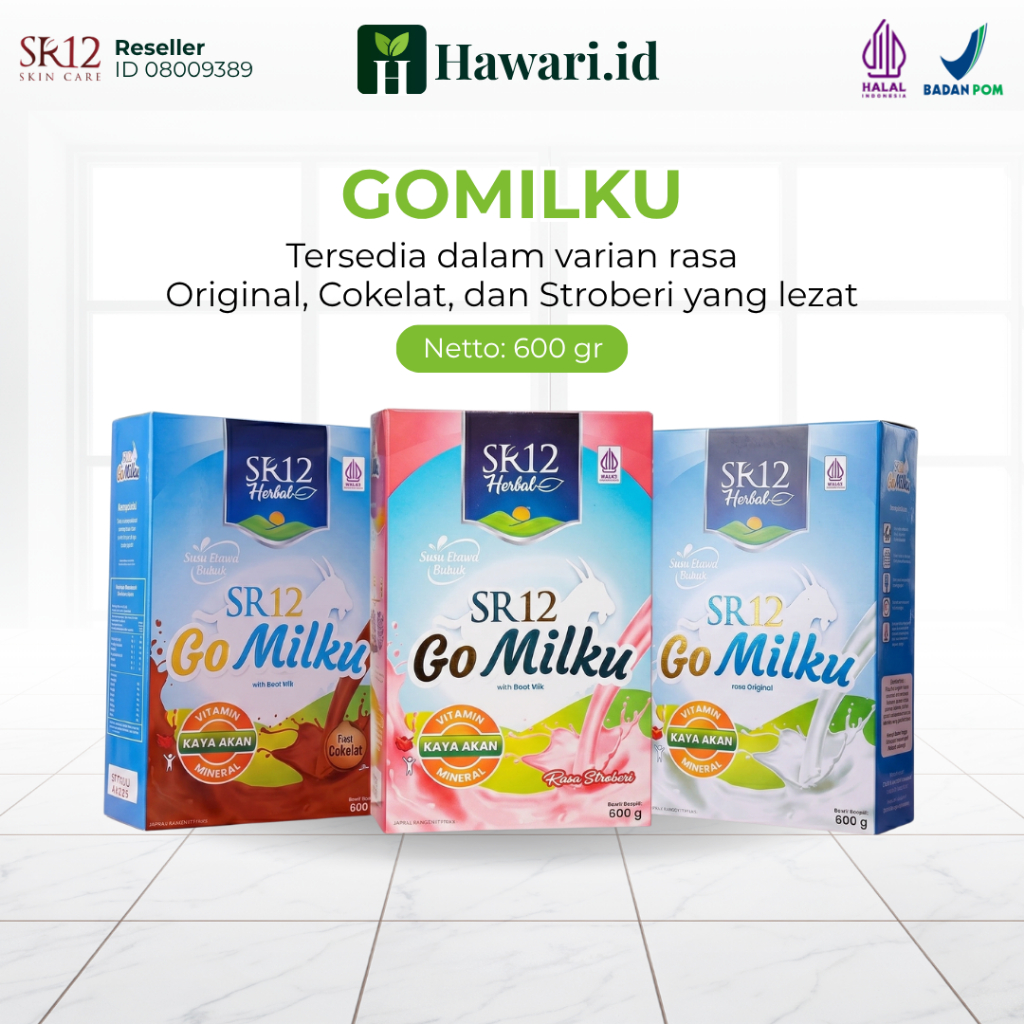 GoMilku SR12 600gr Besar Susu Kambing Ori Cokelat Stroberi Susu Keluarga Susu Etawa