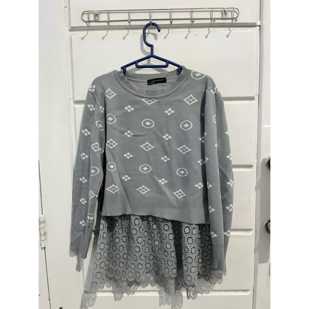 Preloved Blouse Rajut Brukat by Zara Woman