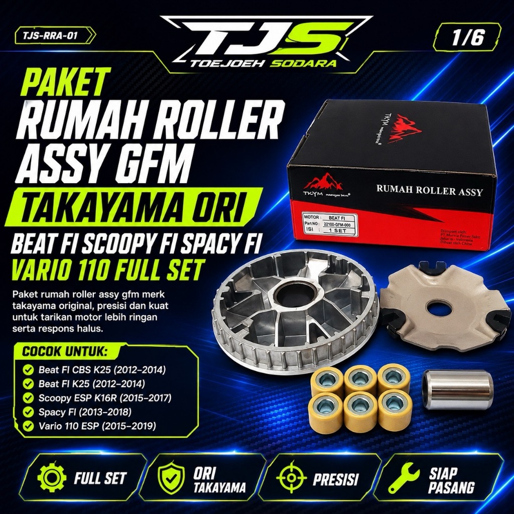 PAKET RUMAH ROLLER ASSY GFM TAKAYAMA ORI BEAT FI SCOOPY FI SPACY FI VARIO 110 FULL SET