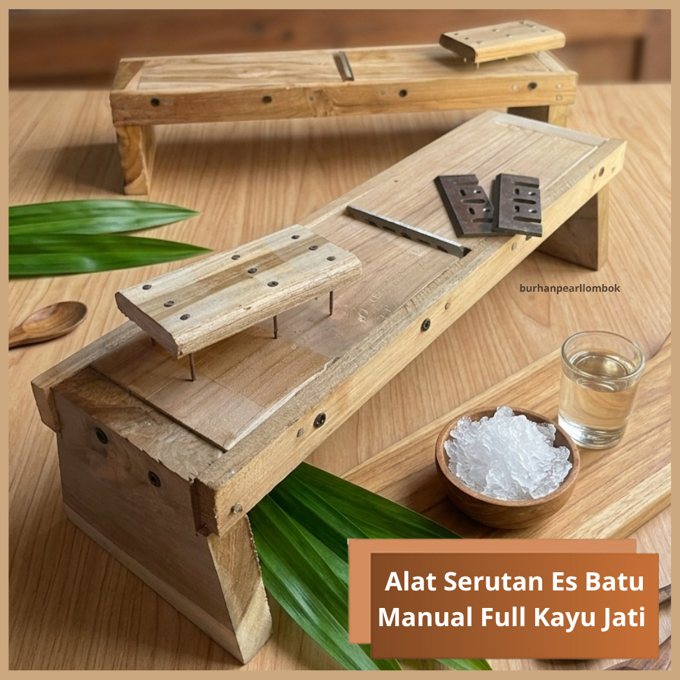 Pasahan Es Batu Manual Kayu - Alat Serut Es Jadul Serbaguna B
