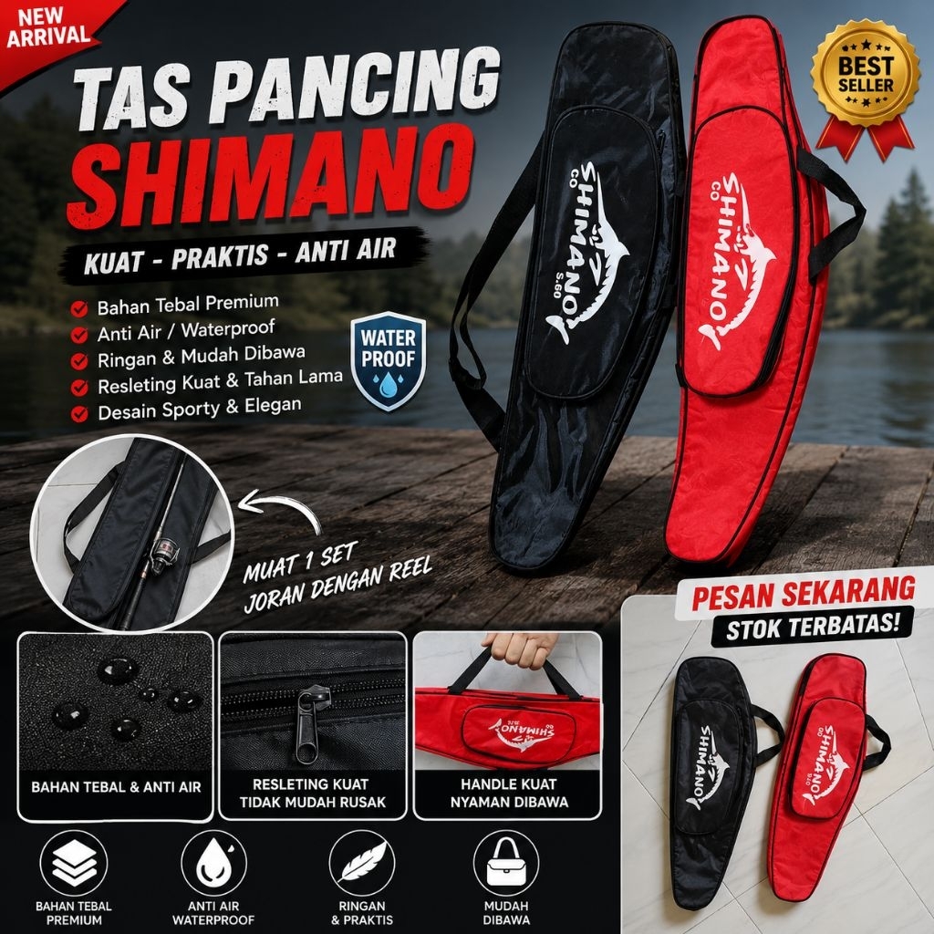 ​Tas Pancing Rod Case Shimano Tas Alat Pancing Model Jinjing & Selempang - Tas Joran Pancing Shimano