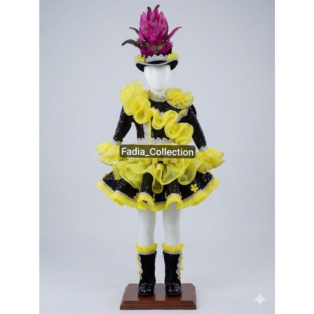 Baju Mayoret Selempang/Kostum Mayoret Kuning Kenari/Baju Mayoret Wanita