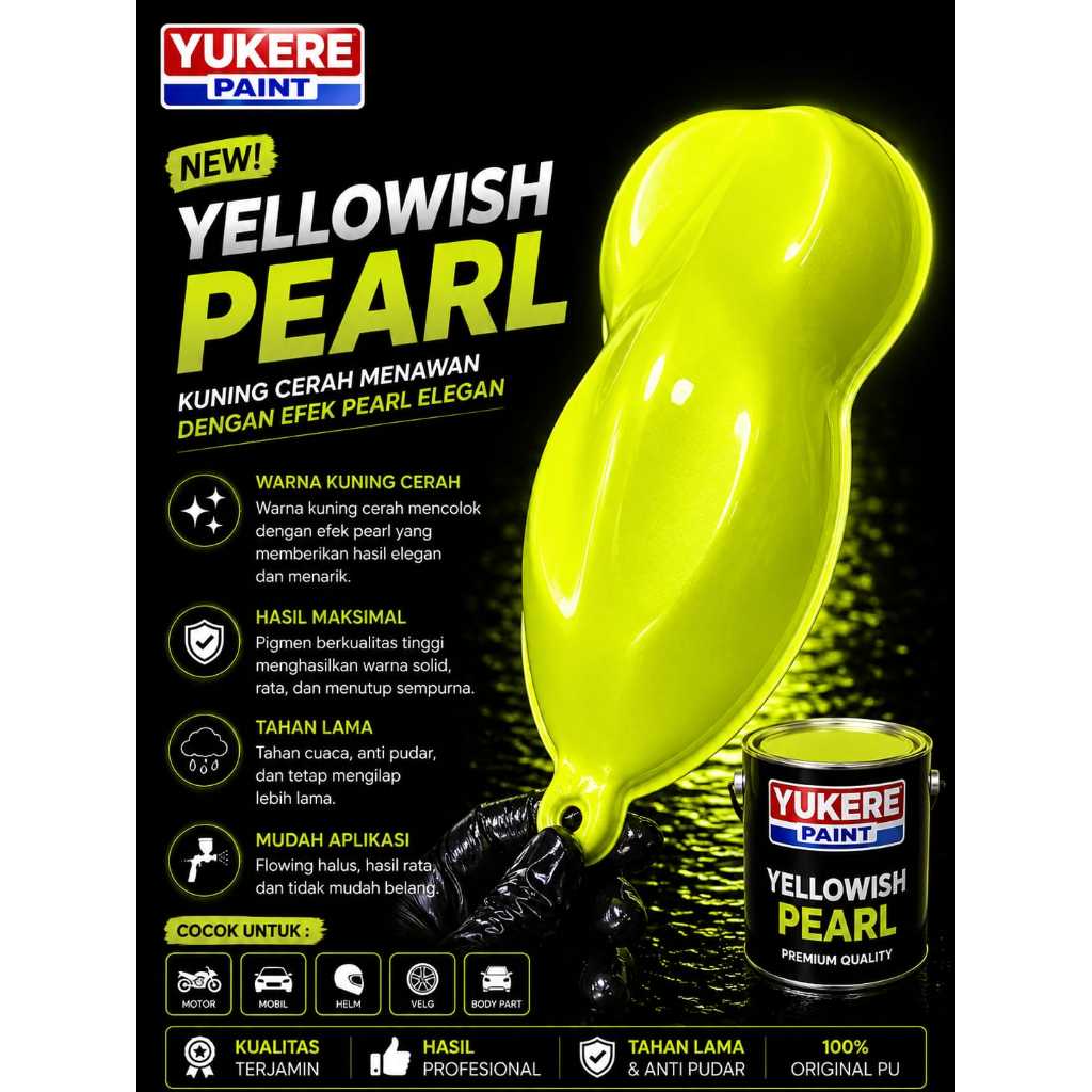 cat kuning yellowish pearl bahan pu/cat kuning metalik pearl 250ml