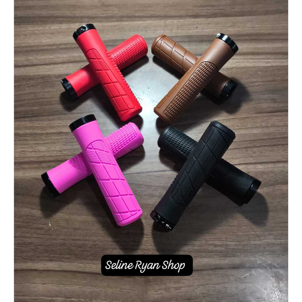 Handgrip Sepeda MTB Seli Fixie Double Ring Lock Rubber Empuk &  Ergonomis