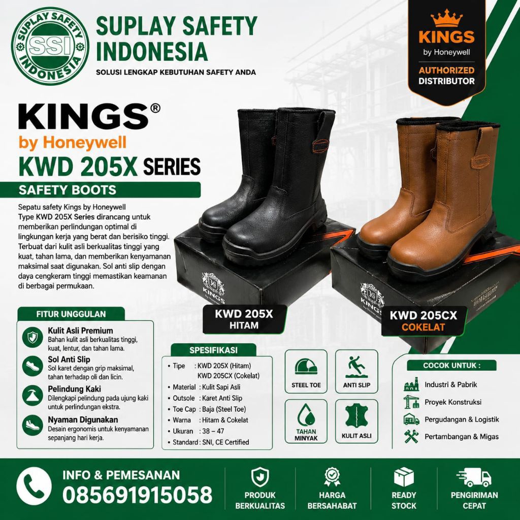 SEPATU SAFETY - SEPATU KERJA PROYEK MERK KINGS BY HONEYWELL KWD 205X  - SEPATU PROYEK - KWD 205 X - 