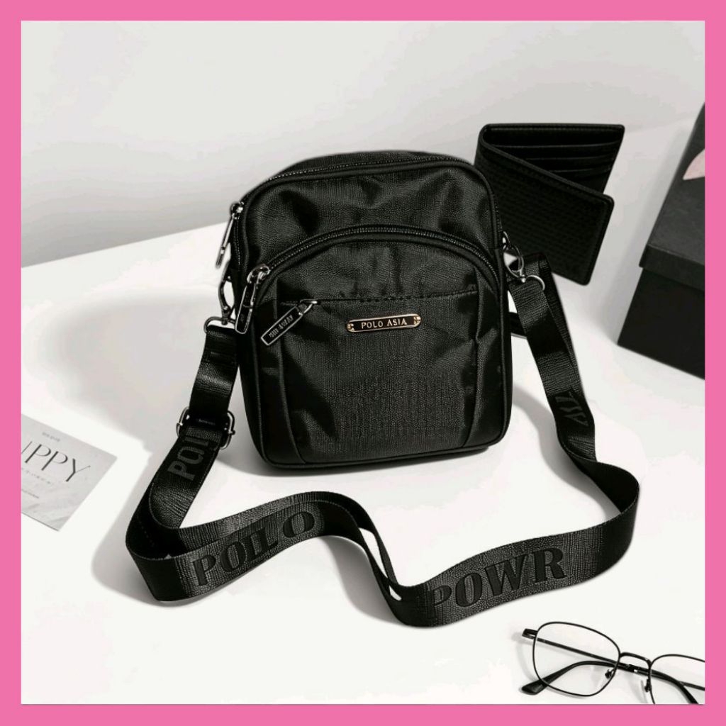 Polo Asia 007M Sling Bag Import Tas Selempang Bahu Anti Air Shoulder Bag Waterproof