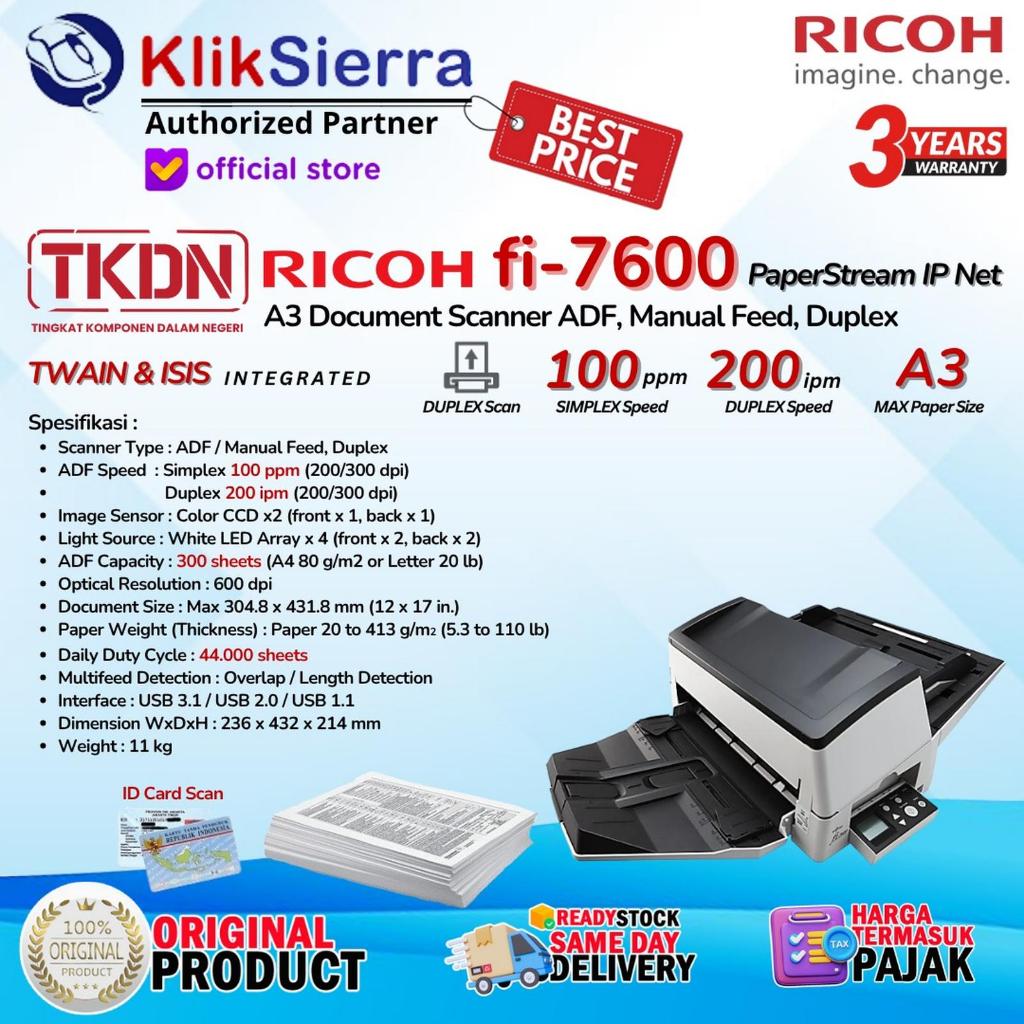 Scanner Fujitsu / Ricoh FI Series FI-7600 - Garansi Resmi