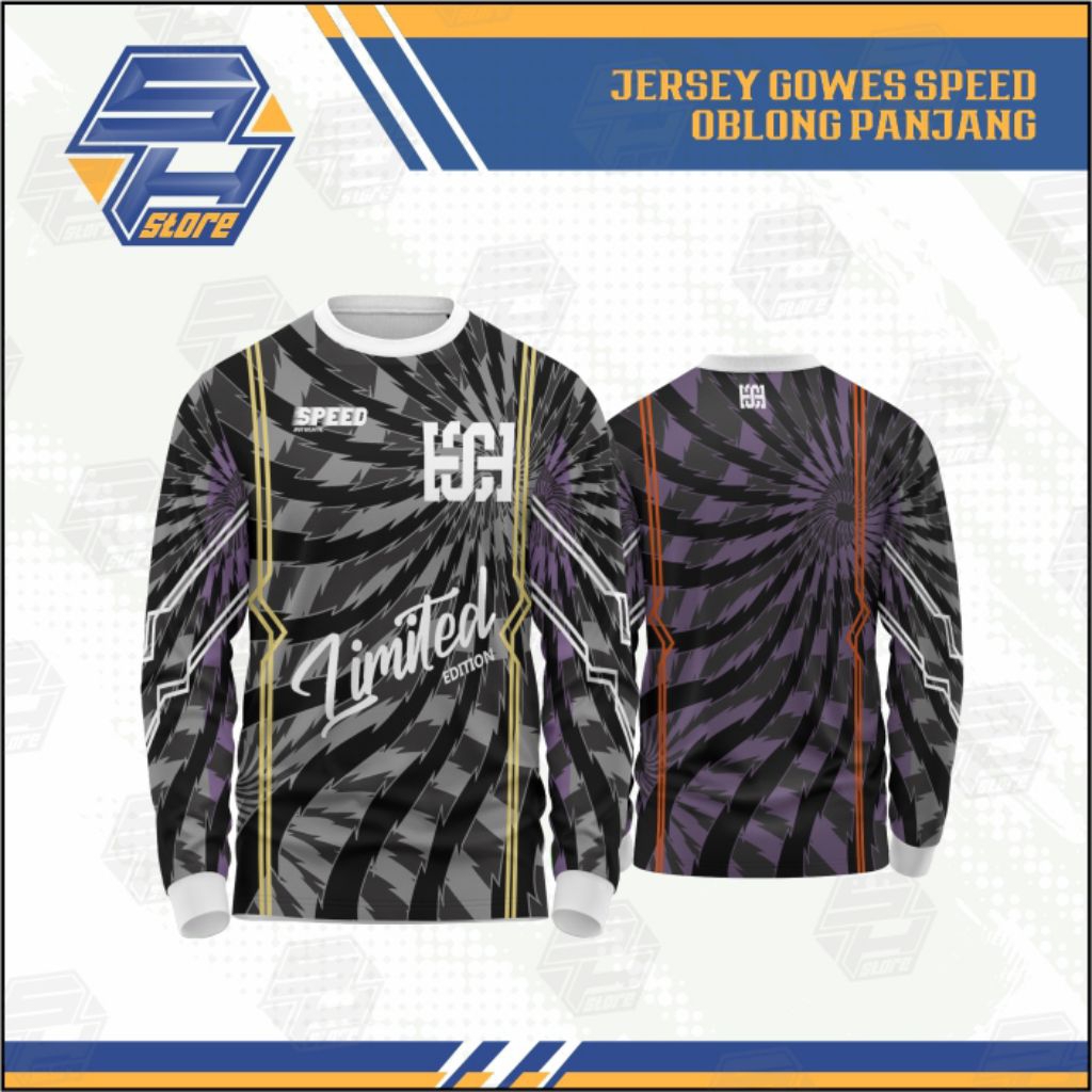 Jersey gowes Vortex Limited DRI-FIT Lengan Panjang - Hitam Ungu Putih / Jersey gowes / Baju gowes / 