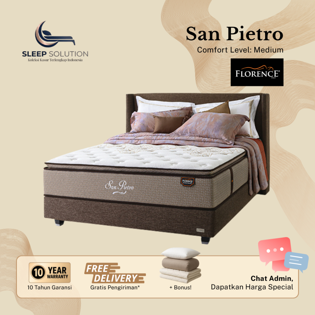 FLORENCE SAN PIETRO I Kasur Spring Bed | Matras Premium | 100x200, 120x200, 160x200, 180x200, 200x20
