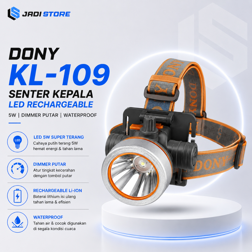 DONY KL-109 Senter Kepala Head Lamp Light Dony KL-09 KL109 KL 109 LED Original 5W Dimmer Putar Tombo
