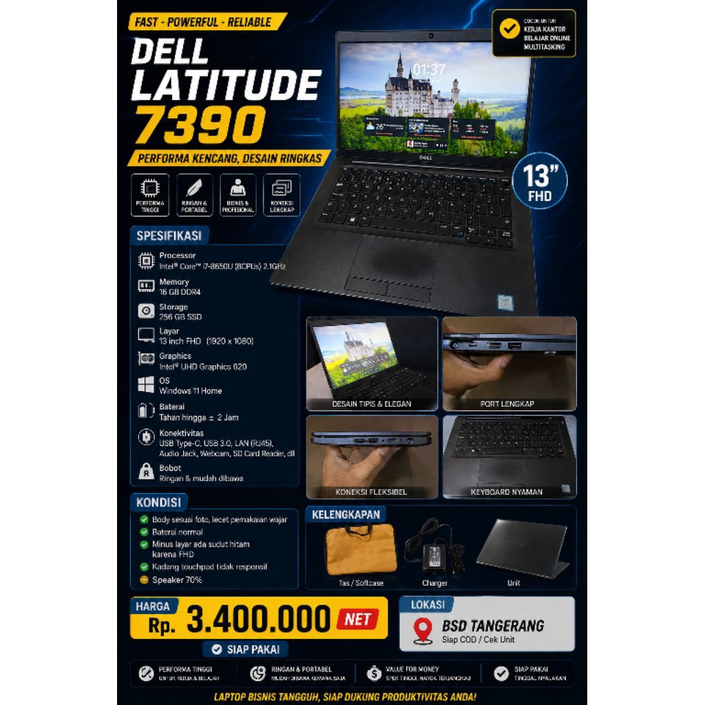 Laptop Dell 7390 Second