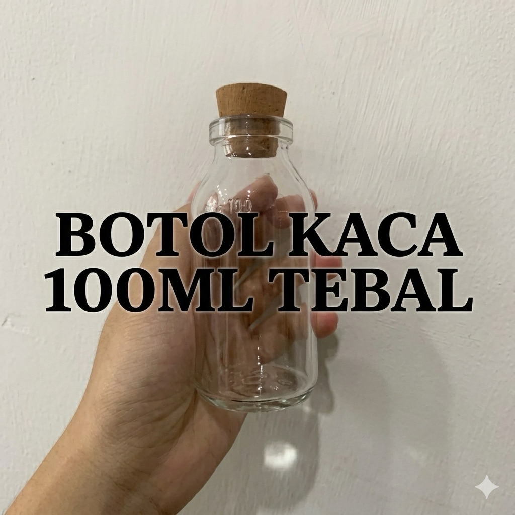 Botol Kaca 100ml Tutup Kayu Vas Bunga Kaca Botol Hiasan