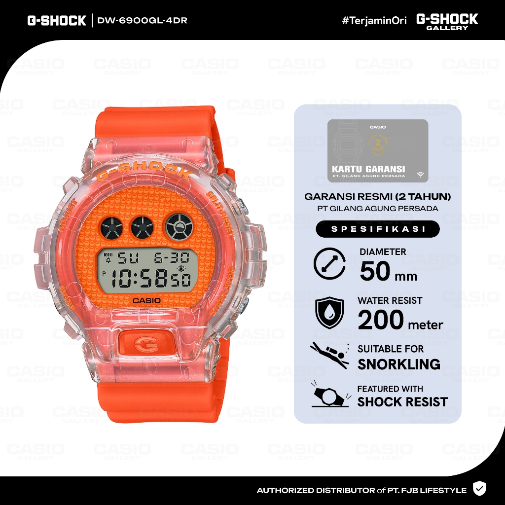 G-shock Jam Tangan Pria Original DW-6900GL-4DR DIgital Orange