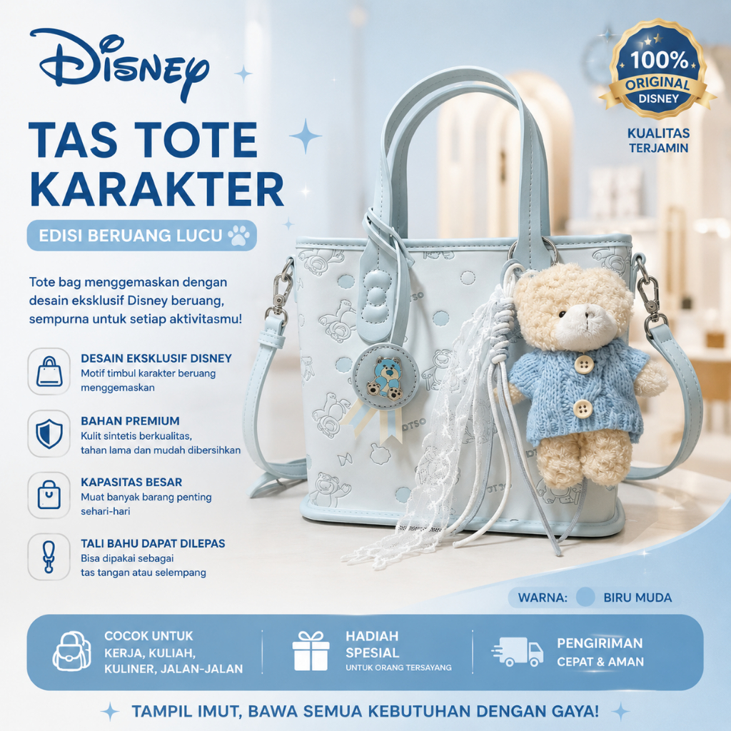 Disney -Tas Tote Lotso Disney Wanita Perempuan Cewek