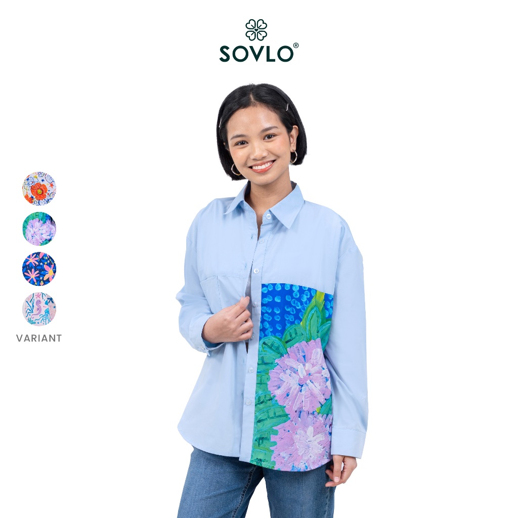 SOVLO Lyla Oversized Shirt - Kemeja Lengan Panjang Wanita - Atasan Wanita