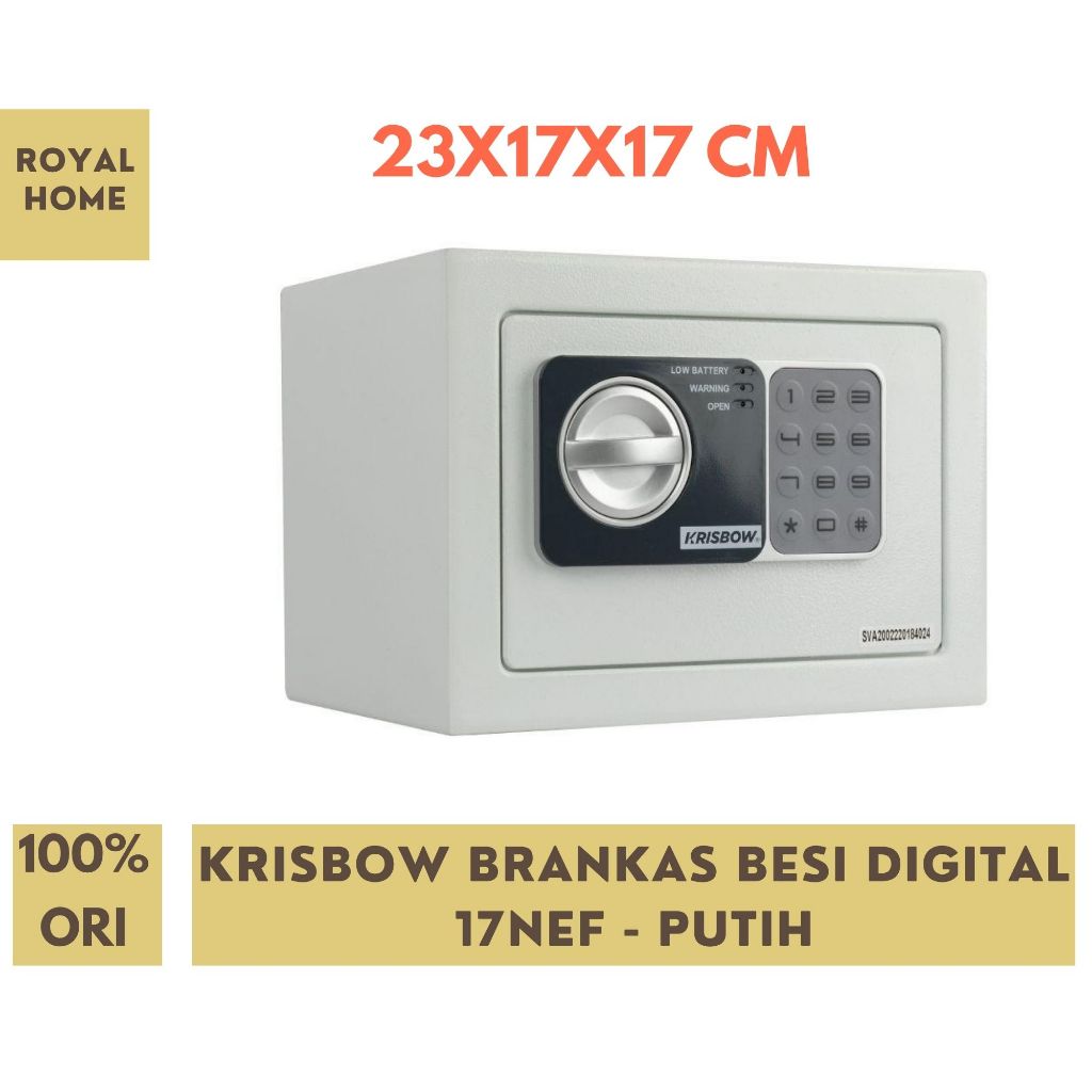 Krisbow Brankas Besi Digital 23x17x17 Cm 17nef Putih Steel Safe White 17NEF1/3MM Berangkas Kecil