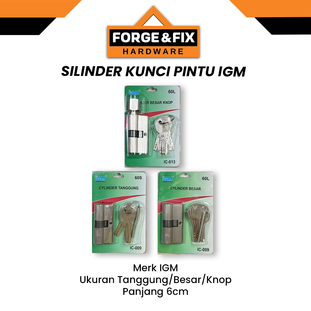 IGM Silinder Pintu Rumah Kuningan Kunci Komputer Cylinder Tanggung / Besar
